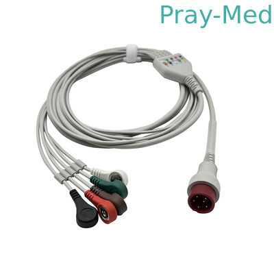 satın al Zoncare için orijinal 6pin EKG kablosu 3 / 5 Leads Tek Parça EKG Kablosu çıtçıt Çevrimiçi üretim