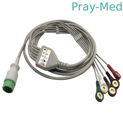 satın al Zoncare Hwatime 2.6mm 6pin 5 Kurşunlu EKG Kablosu, Kurşun Telleri Geçmeli Çevrimiçi üretim