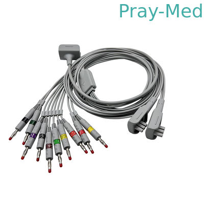 Muz 4.0 Konnektör Nalong EKG Kablosu 3.6m Gri TPU Kılıf 10 Kurşun Tel