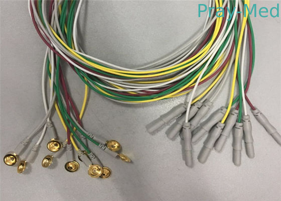 Altın Kaplama Elektrotları EEG Kabloları 1.2m / 1.5m Uzunluk TPU Kablo Malzemesi