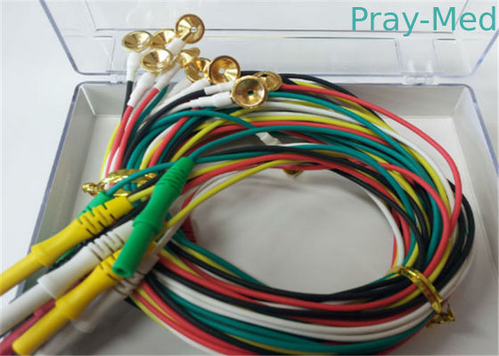 1.5m TPU EEG Kabloları Altın Kaplama ile Bakır Elektrotları 2.0mm Konnektör