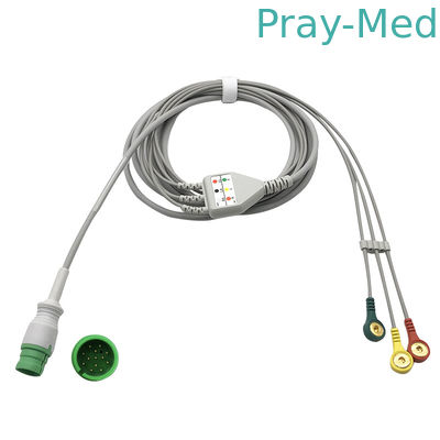 Mediana D500 için Yuvarlak 13 Pinli Konnektör 3.6m 3 Kurşun EKG Kablosu