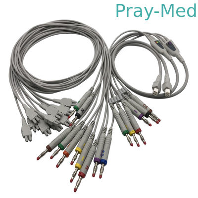 Edan 18, SE-18 SE-1515 İkiz Pin Uzunluğu TPU için ekg ekg kablolarına yol açar